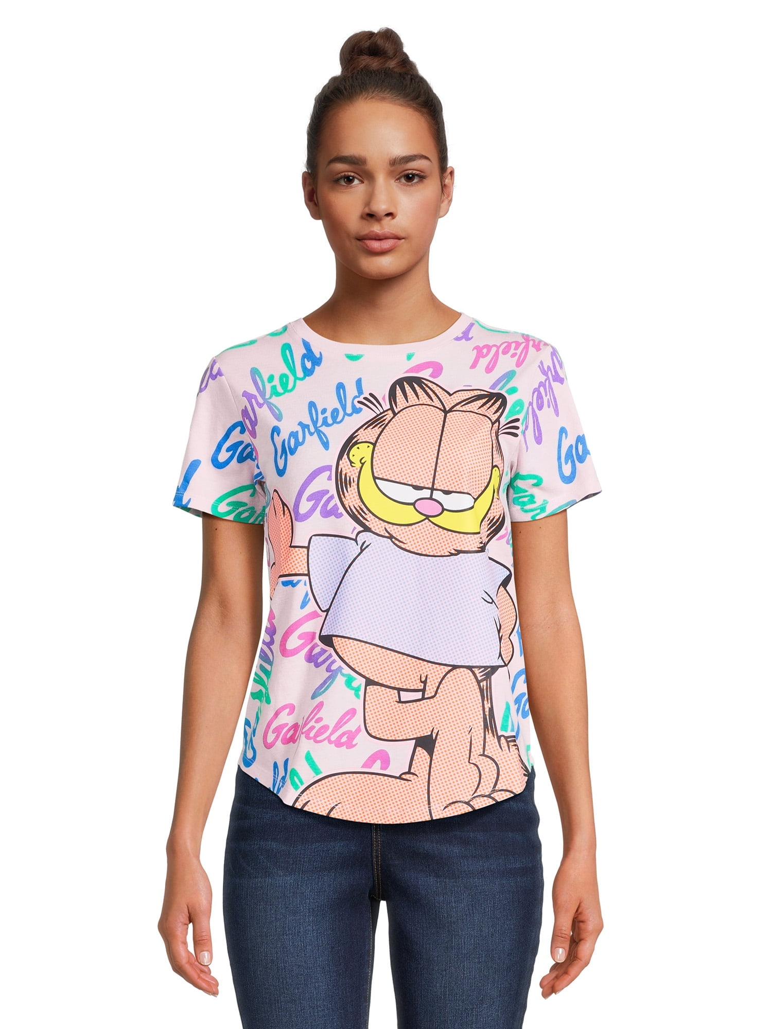 Garfield Juniors Print and Graphic Tee with Short Sleeves, Sizes XS-3XL ...