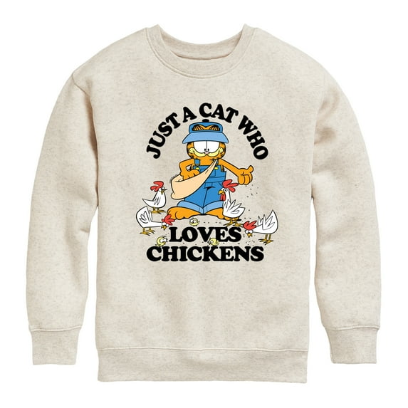 Garfield - Just A Cat Who Loves Chickens - Toddler & Youth Crewneck Fleece Sweatshirt