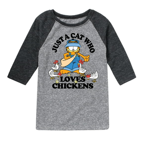 Garfield - Just A Cat Who Loves Chickens - Toddler & Youth Raglan Graphic T-Shirt