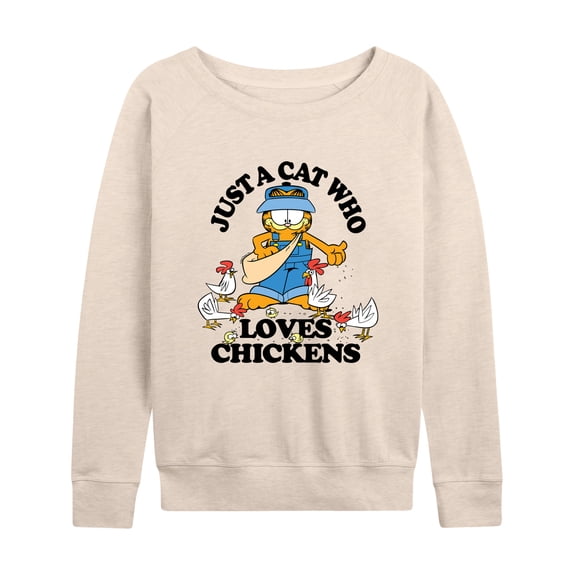 Garfield - Just A Cat Who Loves Chickens - Women's Lightweight French Terry Long Sleeve Shirt