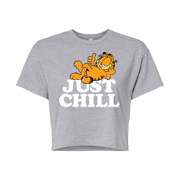 Garfield - Just Chill - Juniors Cropped Cotton Blend T-Shirt
