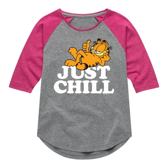 Garfield - Just Chill - Toddler And Youth Girls Raglan Graphic T-Shirt