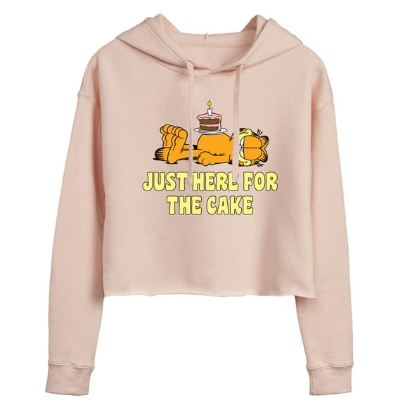 Garfield - Just Here For Cake - Juniors Cropped Pullover Hoodie