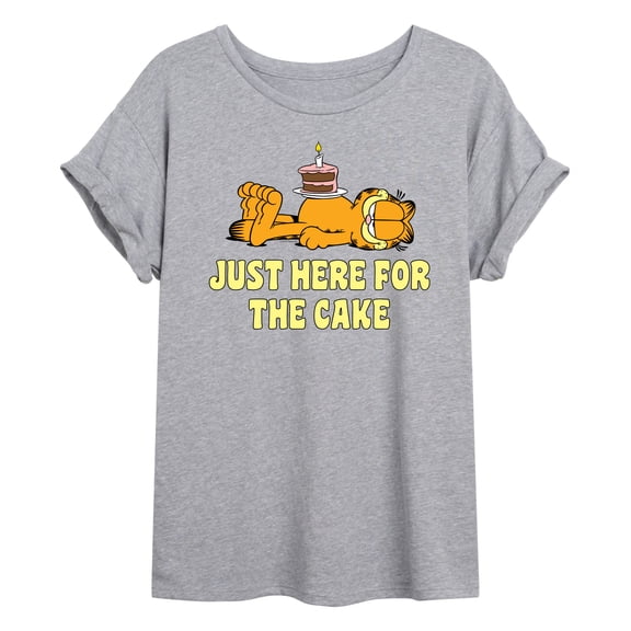 Garfield - Just Here For Cake - Juniors Ideal Flowy Muscle T-Shirt