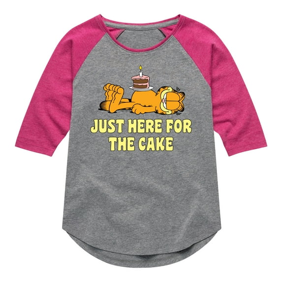 Garfield - Just Here For Cake - Toddler & Youth Girls Raglan Graphic T-Shirt