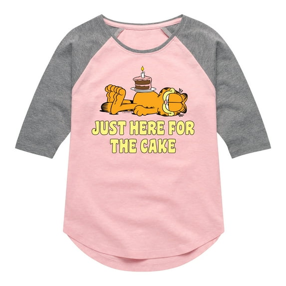 Garfield - Just Here For Cake - Toddler & Youth Girls Raglan Graphic T-Shirt