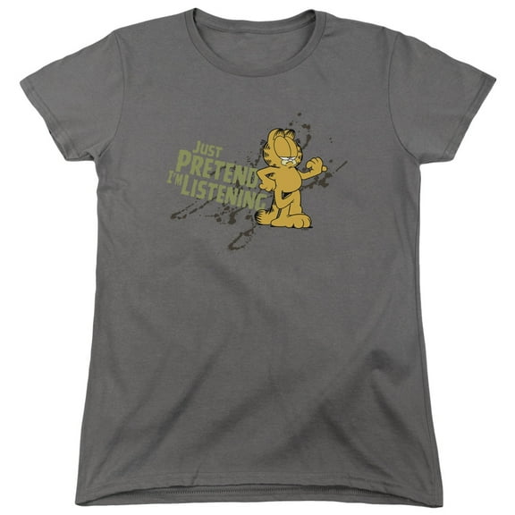 Garfield Just Pretend Im Listening S/S Women's T-Shirt Charcoal