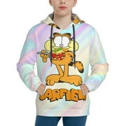 ZBWUOPL Garfield Kids' Hoodie 3d Print Sweatshirt Soft Pullover Hooded With Big Pockets For Boys Or Girls Small