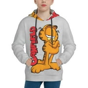 ZBWUOPL Garfield Kids' Hoodie 3d Print Sweatshirt Soft Pullover Hooded With Big Pockets For Boys Or Girls Small