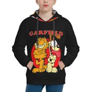 ZBWUOPL Garfield Kids' Hoodie 3d Print Sweatshirt Soft Pullover Hooded With Big Pockets For Boys Or Girls Small