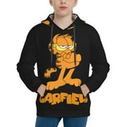 ZBWUOPL Garfield Kids' Hoodie 3d Print Sweatshirt Soft Pullover Hooded With Big Pockets For Boys Or Girls Small