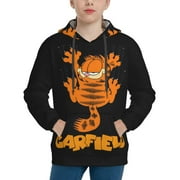 ZBWUOPL Garfield Kids' Hoodie 3d Print Sweatshirt Soft Pullover Hooded With Big Pockets For Boys Or Girls Small