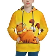 ZBWUOPL Garfield Kids' Hoodie 3d Print Sweatshirt Soft Pullover Hooded With Big Pockets For Boys Or Girls Small