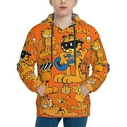 ZBWUOPL Garfield Kids' Hoodie 3d Print Sweatshirt Soft Pullover Hooded With Big Pockets For Boys Or Girls Small