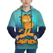 ZBWUOPL Garfield Kids' Hoodie 3d Print Sweatshirt Soft Pullover Hooded With Big Pockets For Boys Or Girls Small