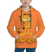ZBWUOPL Garfield Kids' Hoodie 3d Print Sweatshirt Soft Pullover Hooded With Big Pockets For Boys Or Girls Small