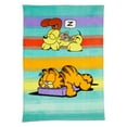 thumbnail image 1 of Garfield Kids Teal Blue Orange Print Fleece Bed Blanket, Twin/Full, 1 of 5