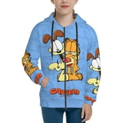 ELSXQ Garfield Kids Zip Up Hoodies for Boys Girls Novelty Hooded Sweatshirt with Pocket Long Sleeve Jacket Small
