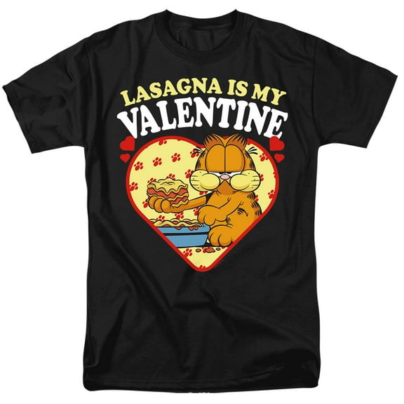 Garfield Lasagna is my Valentine Unisex Adult T Shirt, Black, Medium