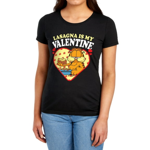 Garfield Lasagna is my Valentine Women's T Shirt, Black, Large