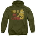 thumbnail image 1 of Garfield Leaving Adult Pullover Hoodie Sweatshirt Military Green, 1 of 1