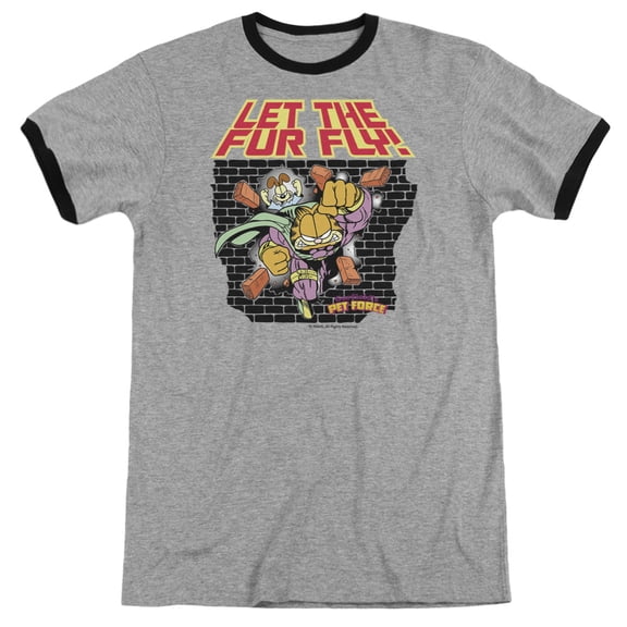 Garfield Let The Fur Fly Adult Ringer Heather Black