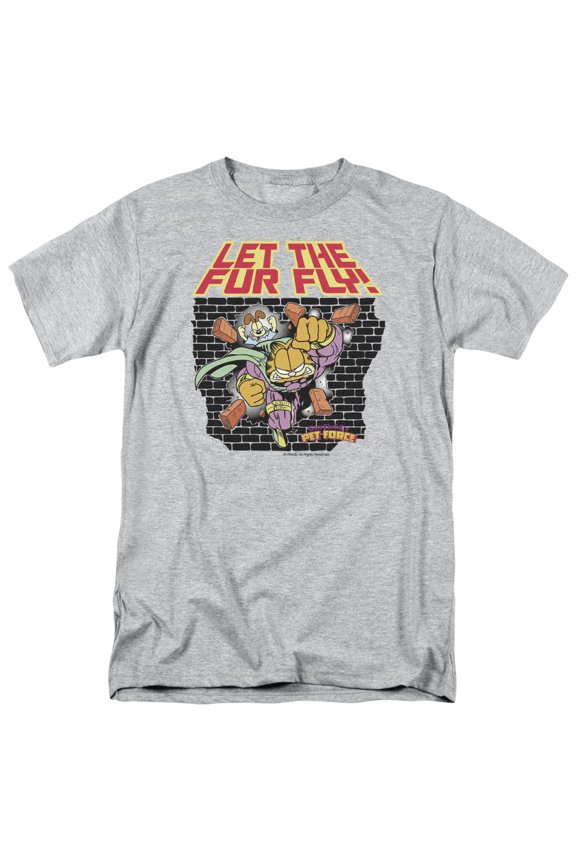 Garfield - Let The Fur Fly - Adult Unisex Short Sleeve T-Shirt - Gray