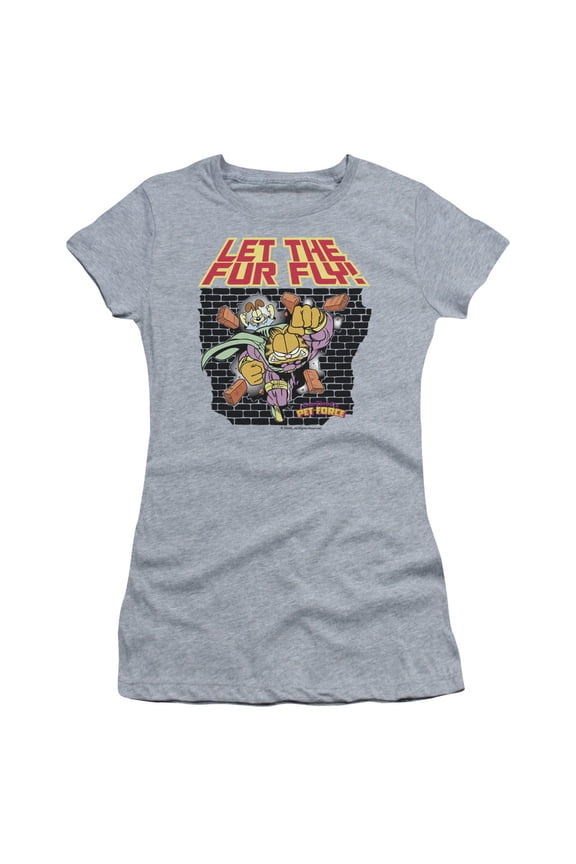 Garfield - Let The Fur Fly - Juniors Teen Girls Cap Sleeve Shirt - Medium