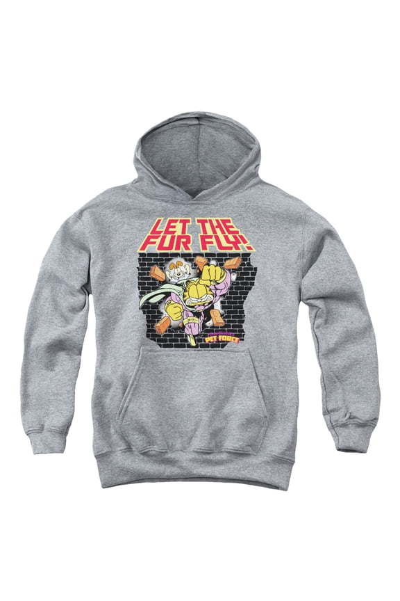 Garfield - Let The Fur Fly - Youth Hooded Sweatshirt - Medium