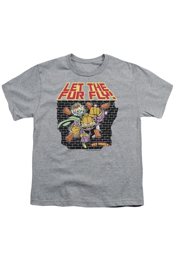 Garfield - Let The Fur Fly - Youth Short Sleeve Shirt - Large