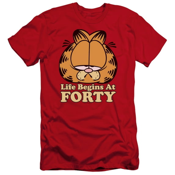 Garfield - Life Begins At Forty - Premium Slim Fit Short Sleeve Shirt - Small