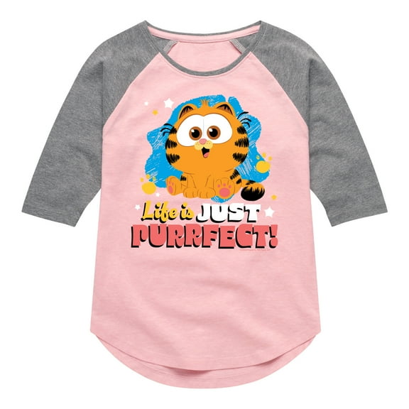 Garfield - Life Is Just Purrfect - Toddler & Youth Girls Raglan Graphic T-Shirt
