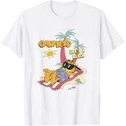 YAAMEI Garfield Life's A Beach Retro Vintage Tropical Cat Nap T-Shirt