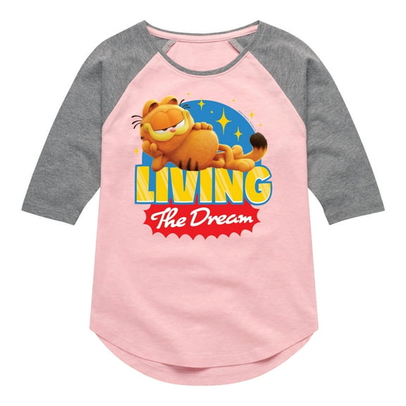 Garfield - Living The Dream - Toddler & Youth Girls Raglan Graphic T-Shirt