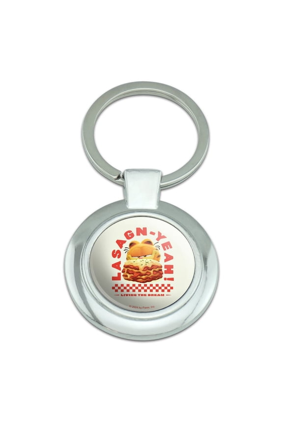 Garfield Living the Dream Keychain Classy Round Chrome Plated Metal