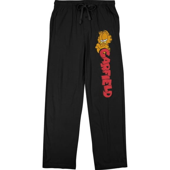 Garfield Logo Men's Black Sleep Pajama Pants-Medium