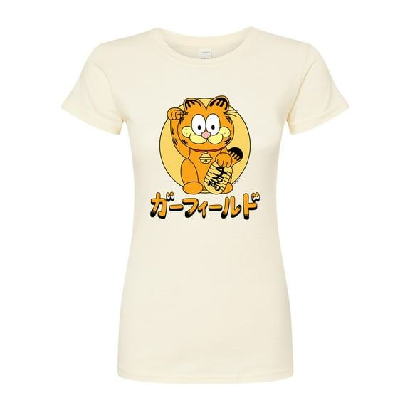 Garfield - Lucky Cat - Juniors Fitted Graphic T-Shirt