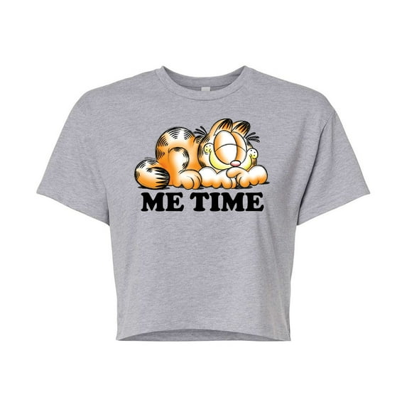 Garfield - Me Time Sketch - Juniors Cropped Cotton Blend T-Shirt