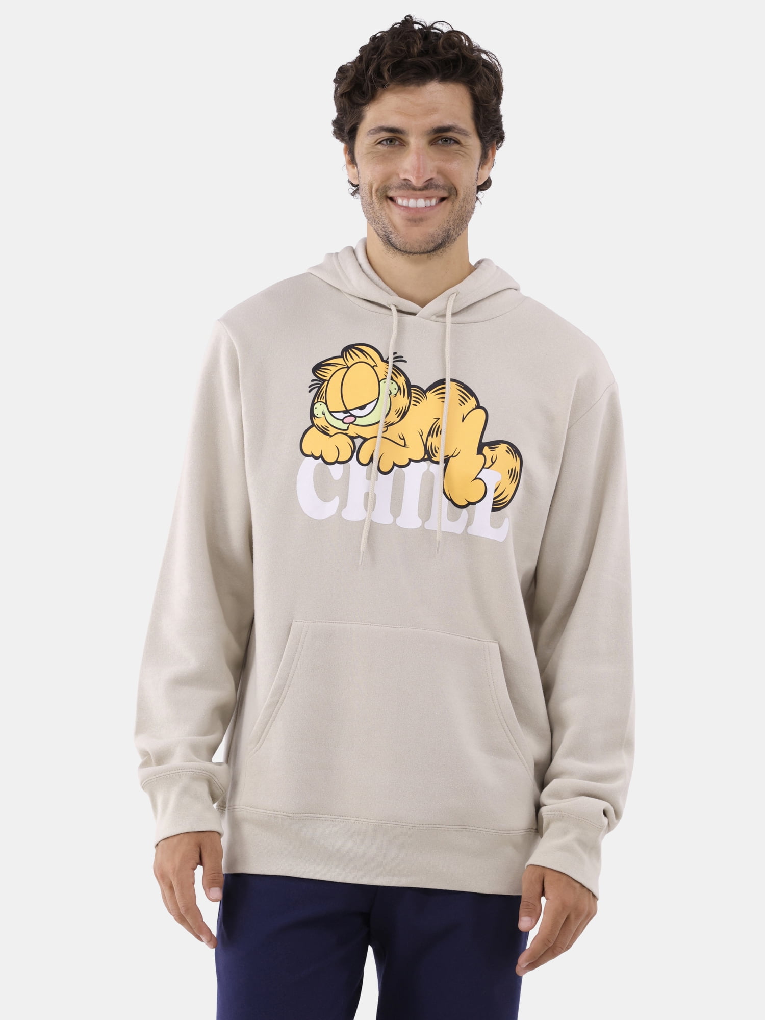 Garfield Men's Graphic Print Hoodie with Long Sleeves, Sizes