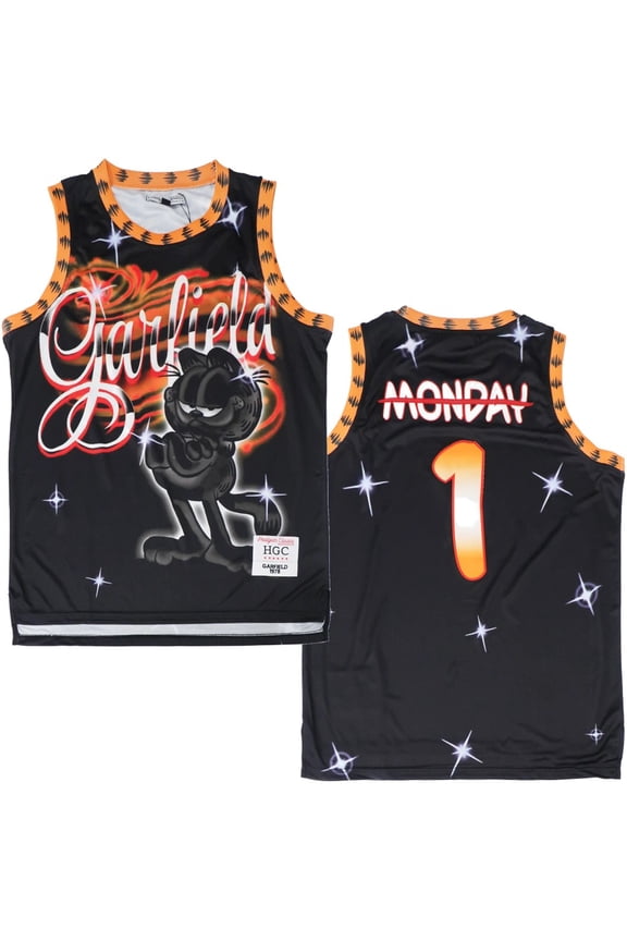 Garfield Men's Headgear Classics Spay Paint Embroidered Basketball Jersey (Large, Black)