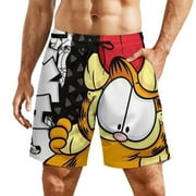JHBSKY Garfield Men's Swim Trunks Beach Compression Iiner Shorts Quick Dry Shorts with Stretch Pockets
