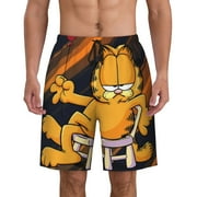 TKBIIUDS Garfield Men's Swim Trunks Quick Dry Beach Board Shorts with Pockets Mesh Lining Bathing Suits