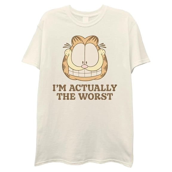 Garfield Men's Shirt, Printed The Cat Cartoon Garfield T-shirt Natural - M