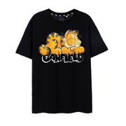 1973139 USTEE Garfield Mens T-Shirt in Black | Sleeping Top for Adults | Retro Graphic Tee | Series Movie 90s Nostalgic Merchandise Gift for Men