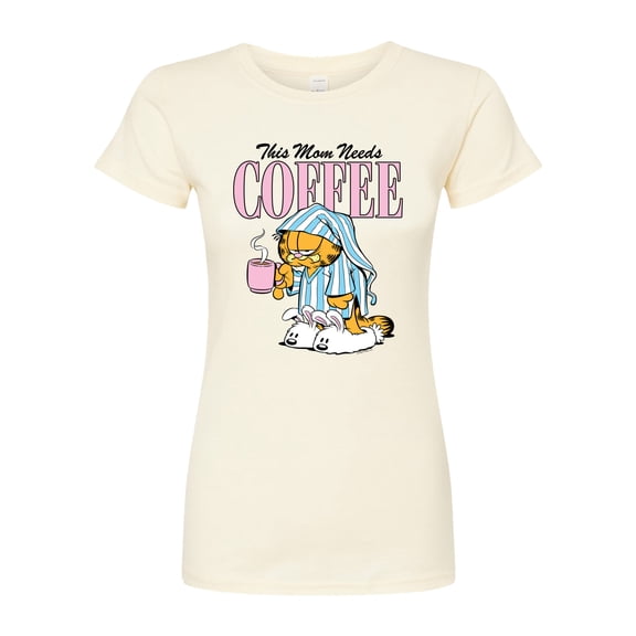 Garfield - Mom Needs Coffee - Juniors Fitted Graphic T-Shirt