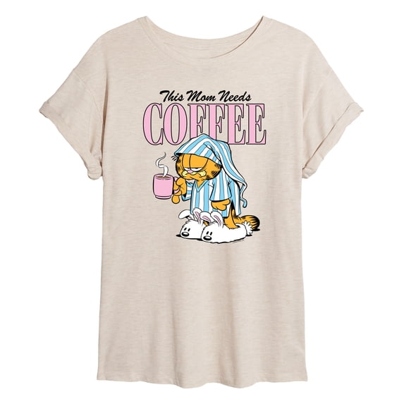 Garfield - Mom Needs Coffee - Women's Oversized Graphic T-Shirt