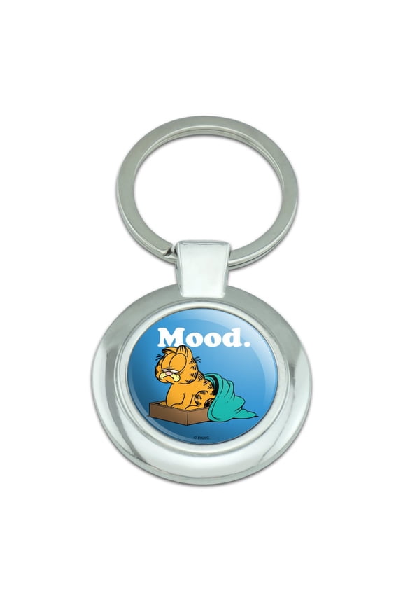 Garfield Mood Keychain Classy Round Chrome Plated Metal
