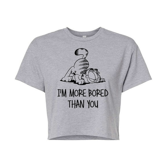 Garfield - More Bored Than You - Juniors Cropped Cotton Blend T-Shirt