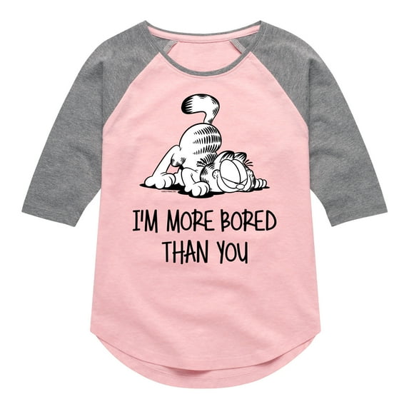 Garfield - More Bored Than You - Toddler And Youth Girls Raglan Graphic T-Shirt