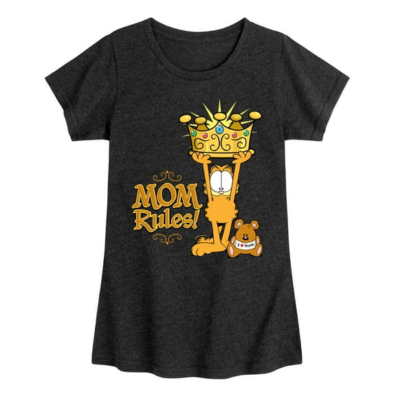 Garfield - Mother's Day - Mom Rules - Toddler & Youth Girls Short Sleeve Graphic T-Shirt